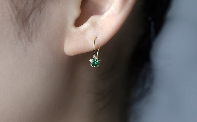 Snowflake Earrings-Emerald