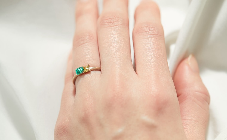 Calyx Ring-Diamond & Emerald