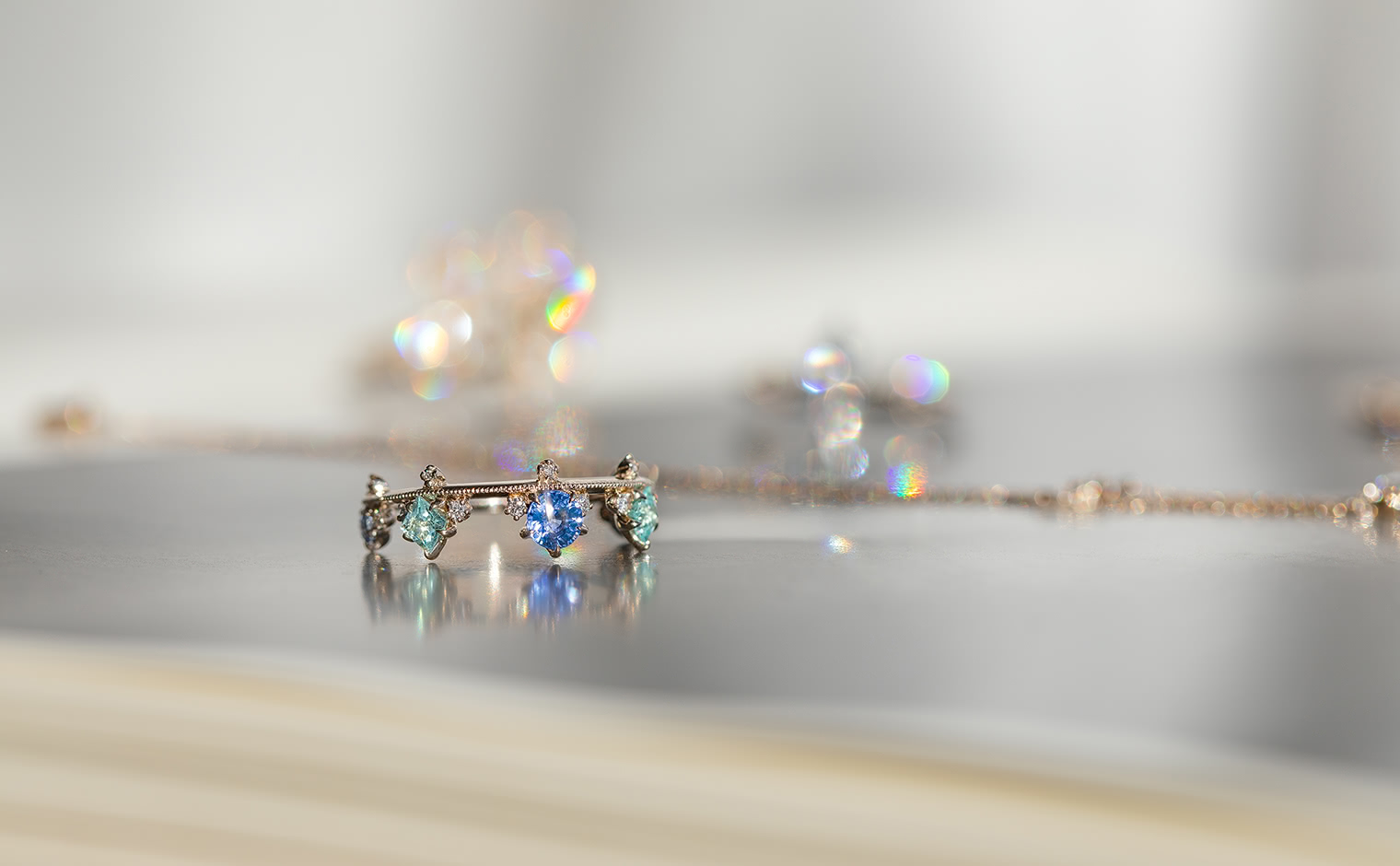 Crown Ring-Sapphire & Paraiba