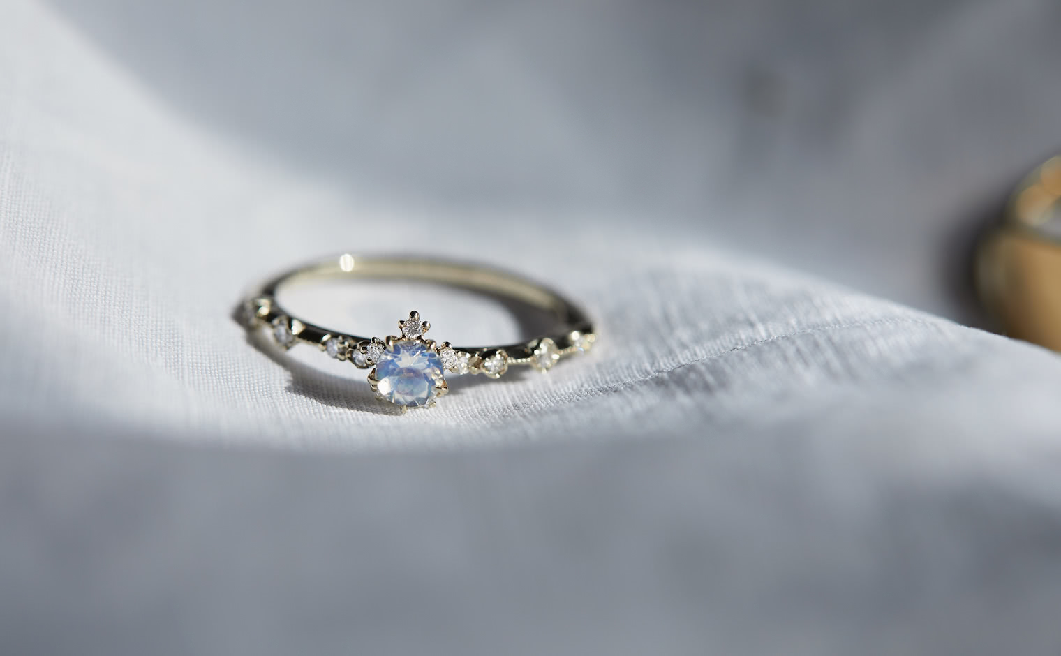 Snowflake Ring-Rainbow Moonstone