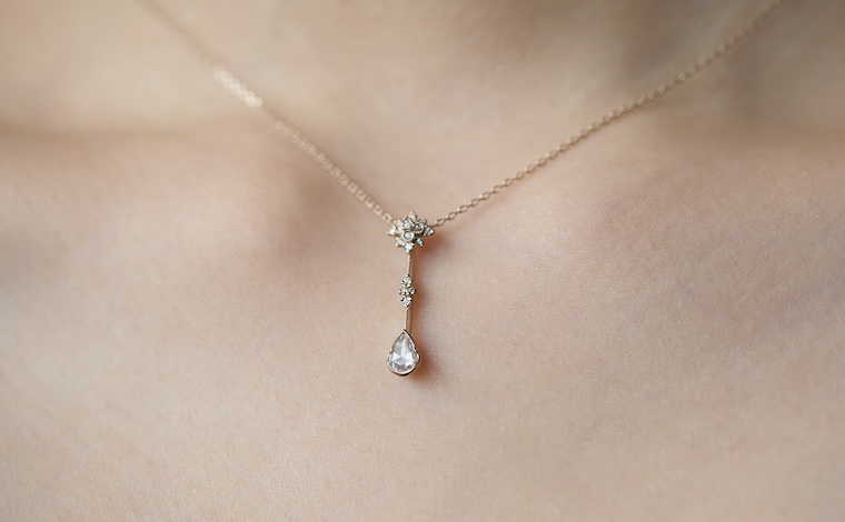 Orchid Drop Necklace-Diamond