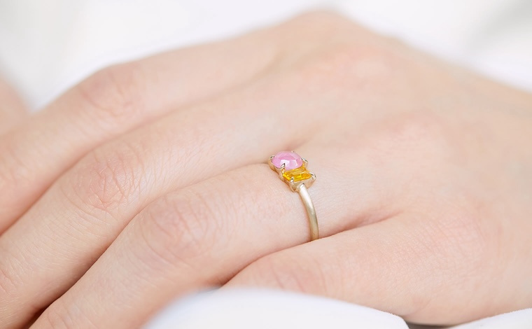 Calyx Ring-Pink & Yellow Sapphire