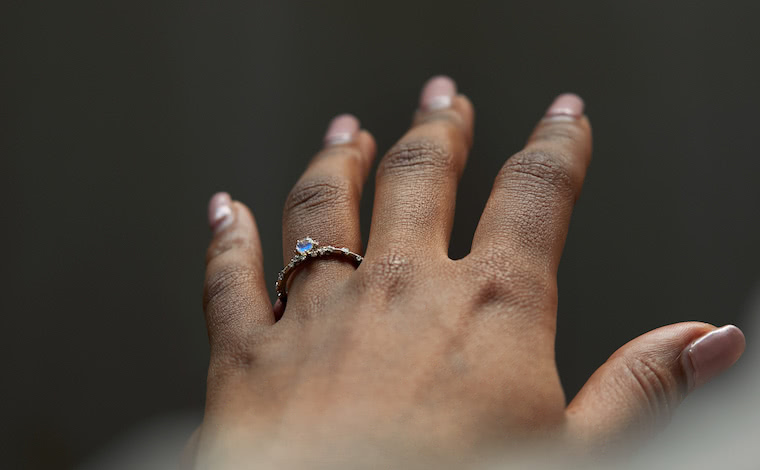 Snowflake Ring-Rainbow Moonstone