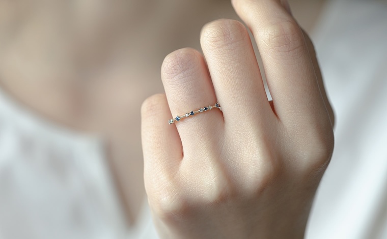 Dotted Ring-Diamond & Sapphire