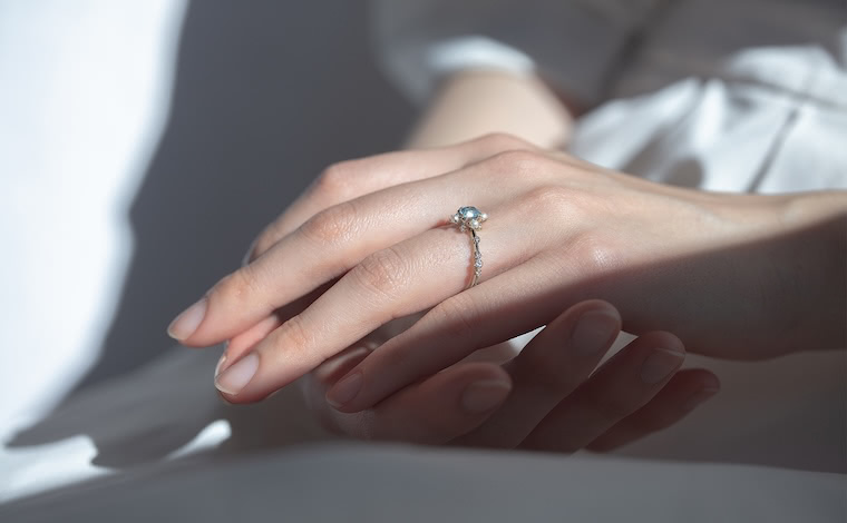 Snowflake Ring Supreme-Aquamarine & Pearl
