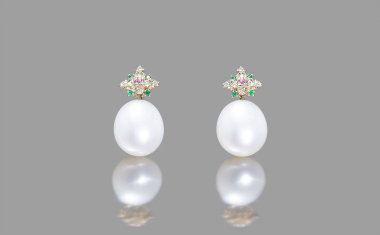 Rainbow Orchid Pearl Studs