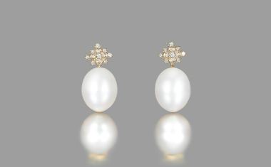 Diamond Pearl Orchid Earrings