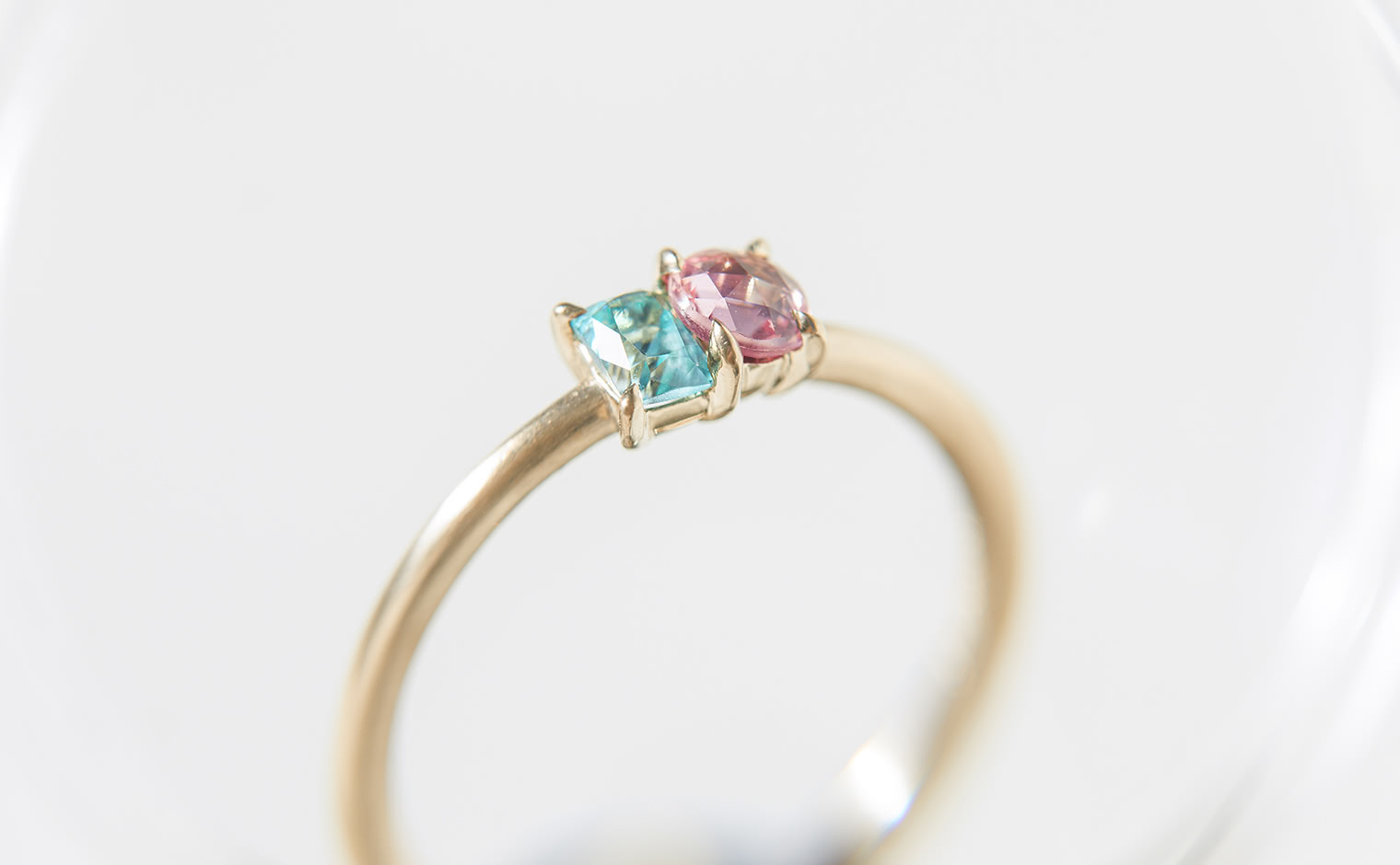 Calyx Ring-Pink Sapphire & Emerald