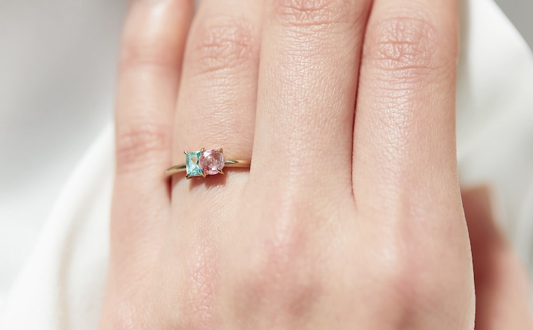 Calyx Ring-Pink Sapphire & Emerald