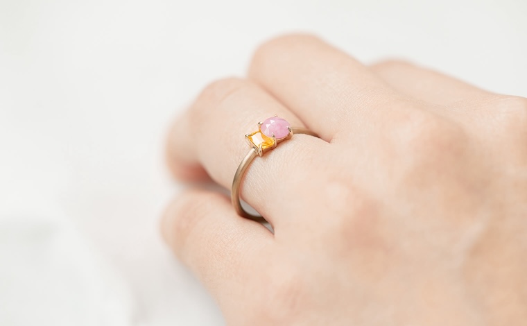Calyx Ring-Pink & Yellow Sapphire